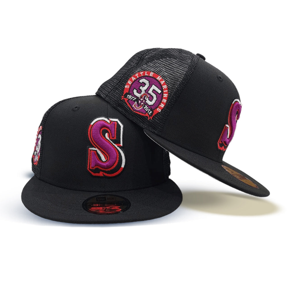 Black Trucker Seattle Mariners Gray Bottom 35th Anniversary Side Patch New Era 59Fifty Fitted