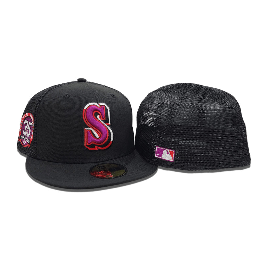 Black Trucker Seattle Mariners Gray Bottom 35th Anniversary Side Patch New Era 59Fifty Fitted