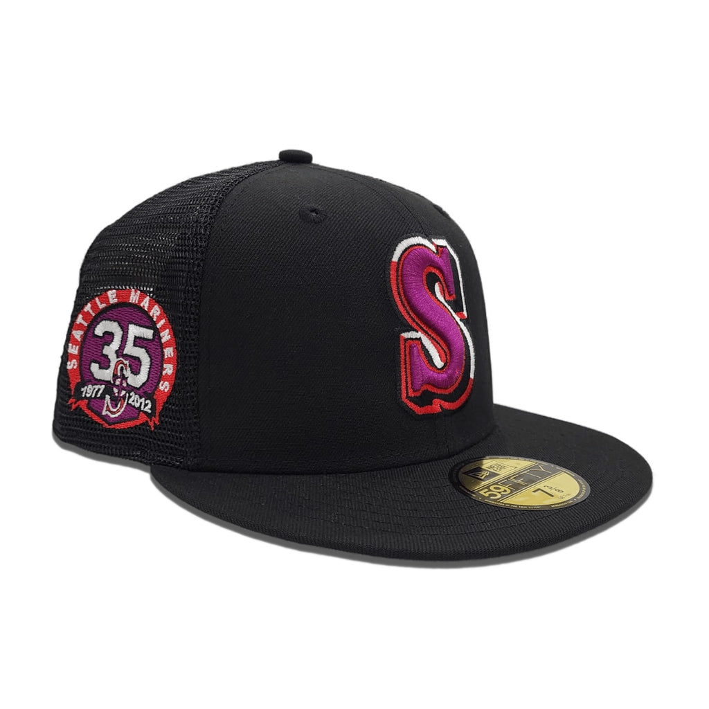Black Trucker Seattle Mariners Gray Bottom 35th Anniversary Side Patch New Era 59Fifty Fitted