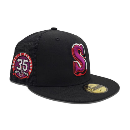Black Trucker Seattle Mariners Gray Bottom 35th Anniversary Side Patch New Era 59Fifty Fitted