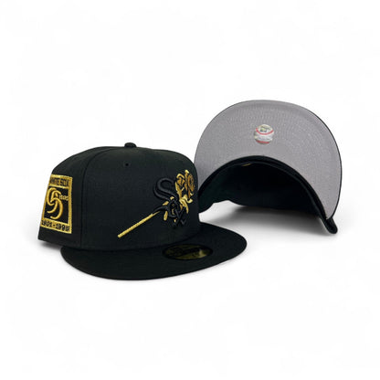 Black Chicago White Sox Rose Logo Gray Bottom 95 Years Side Patch New Era 59Fifty Fitted