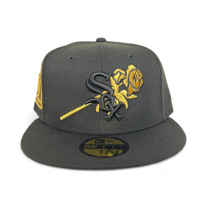 Black Chicago White Sox Rose Logo Gray Bottom 95 Years Side Patch New Era 59Fifty Fitted