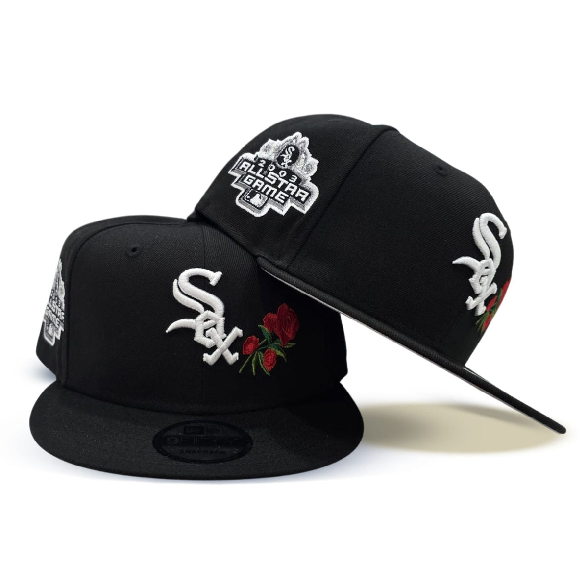 Black Chicago White Sox Rose Gray Bottom 2003 All Star Game Side Patch New Era 9Fifty Snapback