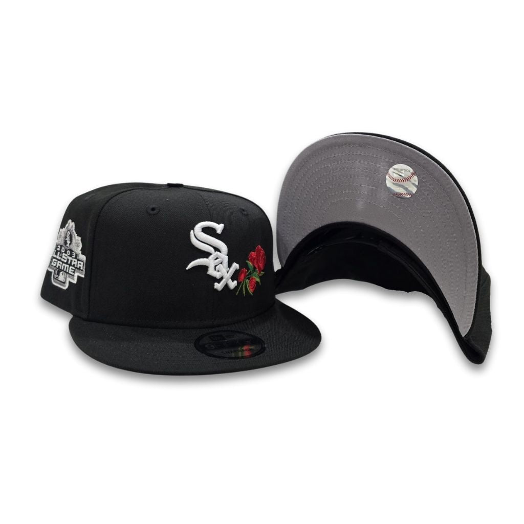 Black Chicago White Sox Rose Gray Bottom 2003 All Star Game Side Patch New Era 9Fifty Snapback