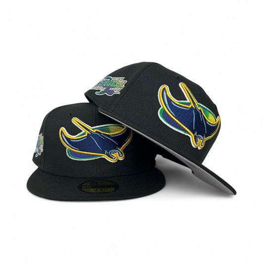 Black Tampa Bay Rays Gray Bottom 1998 Inaugural Season Side Patch New Era 59Fifty Fitted