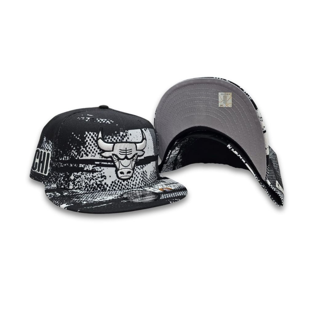 Black Tip Off Chicago Bulls Gray Bottom NBA CHI Side Patch New Era 9Fifty Snapback