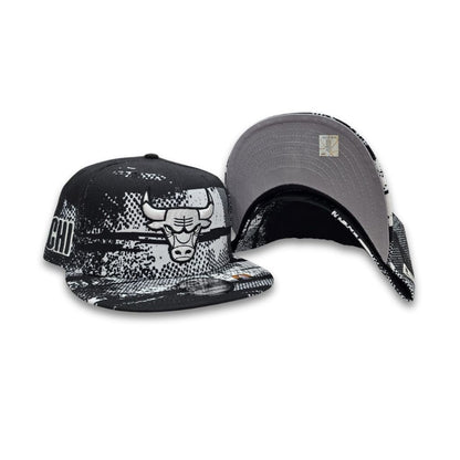 Black Tip Off Chicago Bulls Gray Bottom NBA CHI Side Patch New Era 9Fifty Snapback