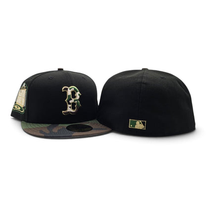 Black Boston Red Sox Woodland Camo Visor Gray Bottom 1999 All Star Game Side Patch New Era 59Fifty Fitted