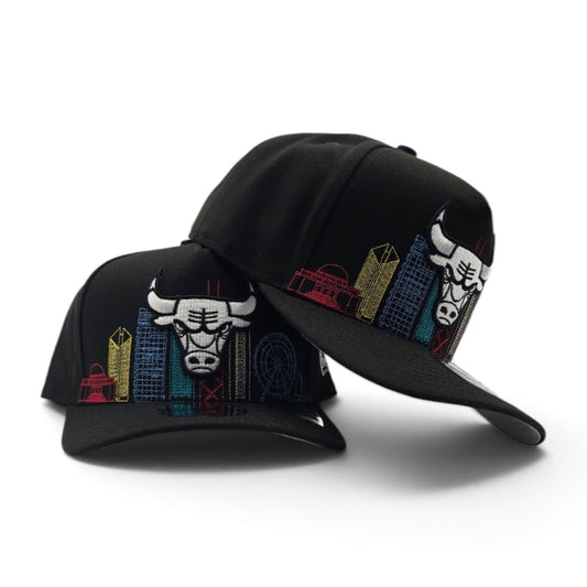 Black Chicago Bulls Gray Bottom City Skyline New Era 9Fifty A-Frame Snapback