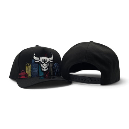 Black Chicago Bulls Gray Bottom City Skyline New Era 9Fifty A-Frame Snapback