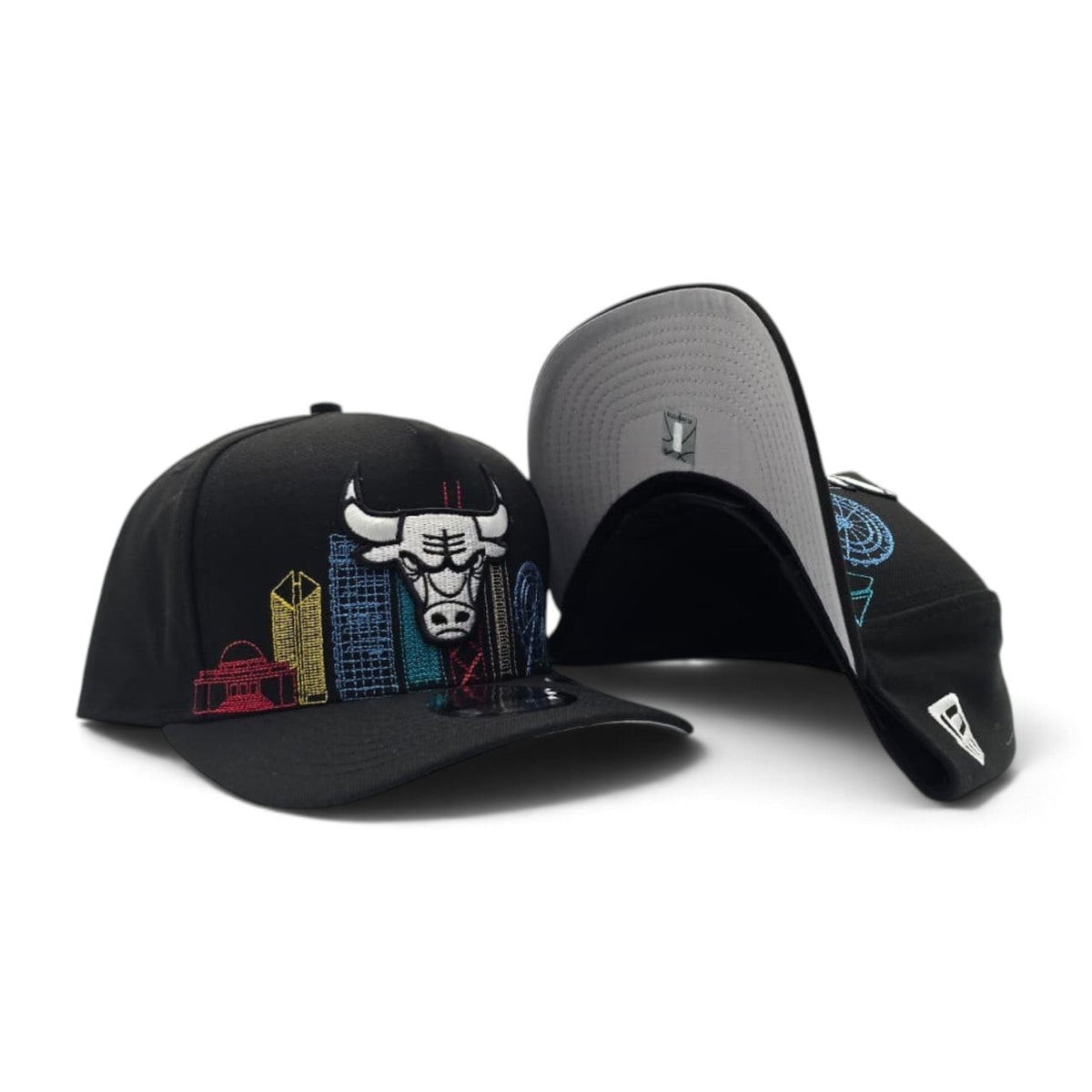 Black Chicago Bulls Gray Bottom City Skyline New Era 9Fifty A-Frame Snapback