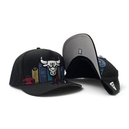 Black Chicago Bulls Gray Bottom City Skyline New Era 9Fifty A-Frame Snapback