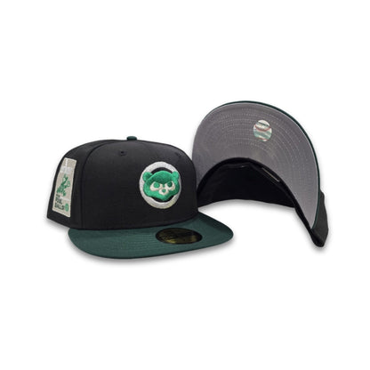 Black Chicago Cubs Dark Green Visor Gray Bottom Be Alert Foul Balls Side Patch New Era 59Fifty Fitted