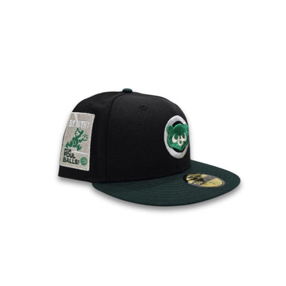 Black Chicago Cubs Dark Green Visor Gray Bottom Be Alert Foul Balls Side Patch New Era 59Fifty Fitted