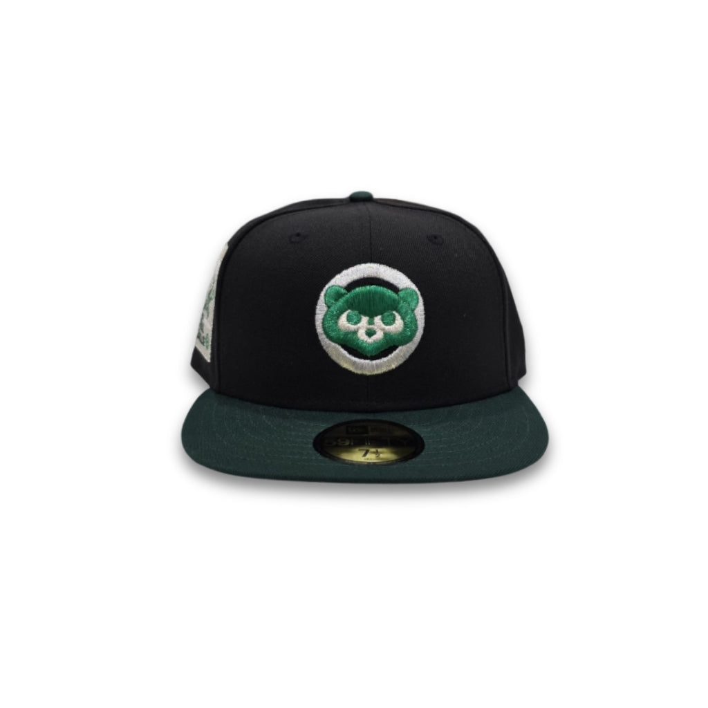Black Chicago Cubs Dark Green Visor Gray Bottom Be Alert Foul Balls Side Patch New Era 59Fifty Fitted