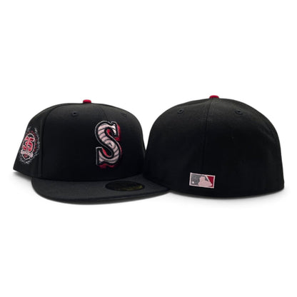 Black Seattle Mariners Swirl Logo Gray Bottom 35th Anniversary Side Patch New Era 59Fifty Fitted