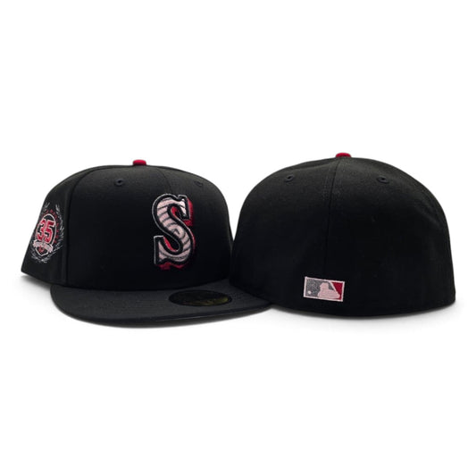 Black Seattle Mariners Swirl Logo Gray Bottom 35th Anniversary Side Patch New Era 59Fifty Fitted