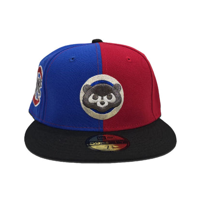Blue Red Split Chicago Cubs Black Visor Gray Bottom Cubs Side Patch New Era 59Fifty Fitted