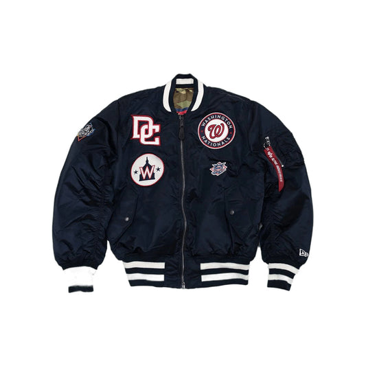 Blue Washington Nationals Alpha Industries X New Era Reversible MA-1 Bomber Jacket