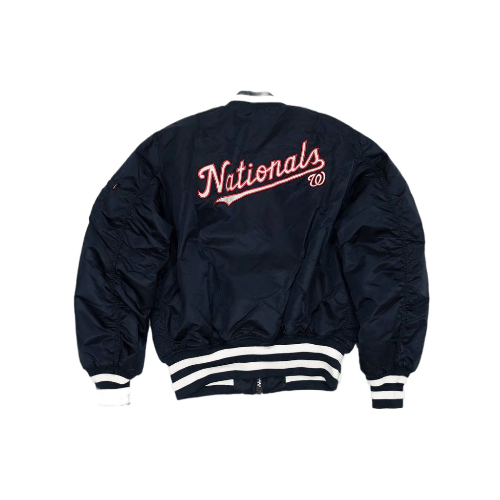 Blue Washington Nationals Alpha Industries X New Era Reversible MA-1 Bomber Jacket