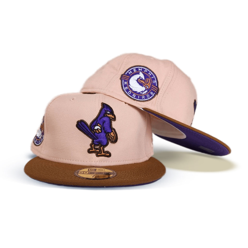 Blush Memphis Redbirds Toasted Peanut Visor Purple Bottom Memphis Redbirds Side Patch New Era 59Fifty Fitted