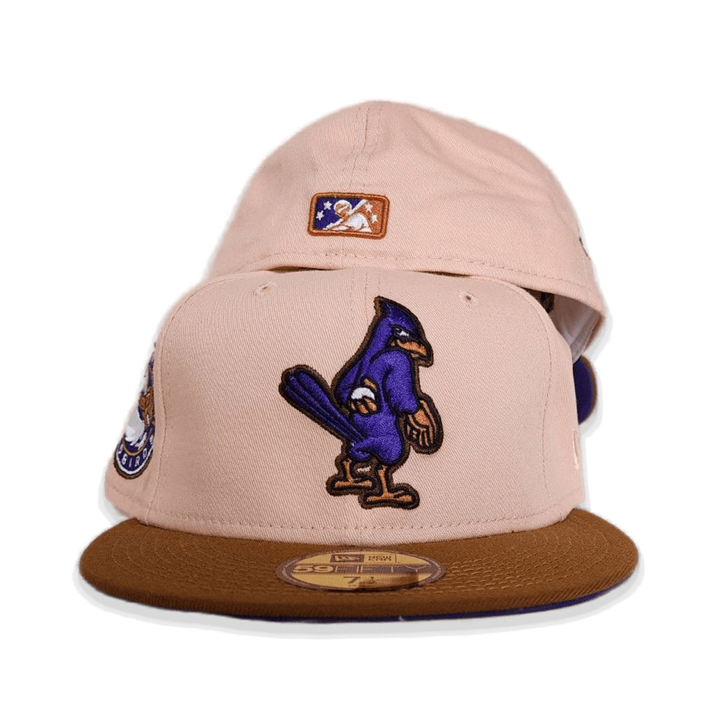 Blush Memphis Redbirds Toasted Peanut Visor Purple Bottom Memphis Redbirds Side Patch New Era 59Fifty Fitted