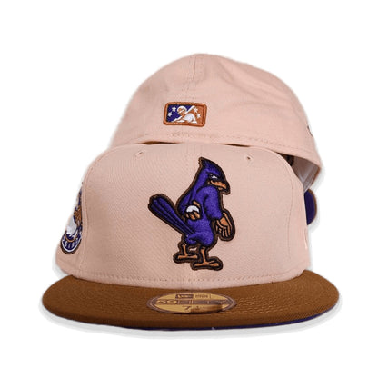 Blush Memphis Redbirds Toasted Peanut Visor Purple Bottom Memphis Redbirds Side Patch New Era 59Fifty Fitted