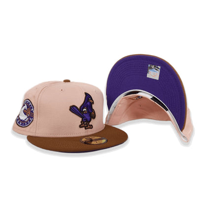 Blush Memphis Redbirds Toasted Peanut Visor Purple Bottom Memphis Redbirds Side Patch New Era 59Fifty Fitted