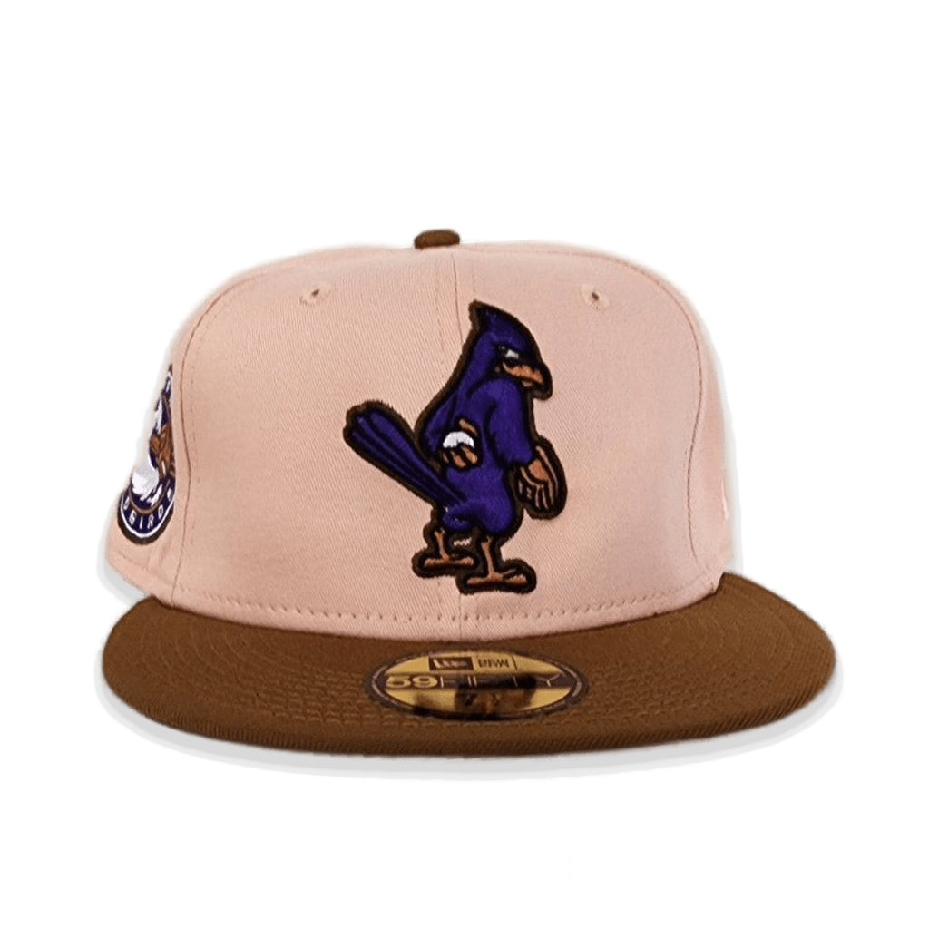 Blush Memphis Redbirds Toasted Peanut Visor Purple Bottom Memphis Redbirds Side Patch New Era 59Fifty Fitted