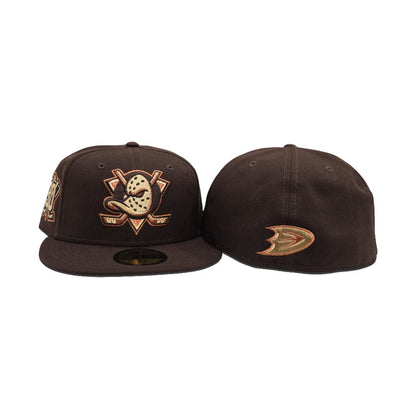Brown Anaheim Mighty Ducks Gray Bottom 30th Anniversary Side Patch New Era 59Fifty Fitted