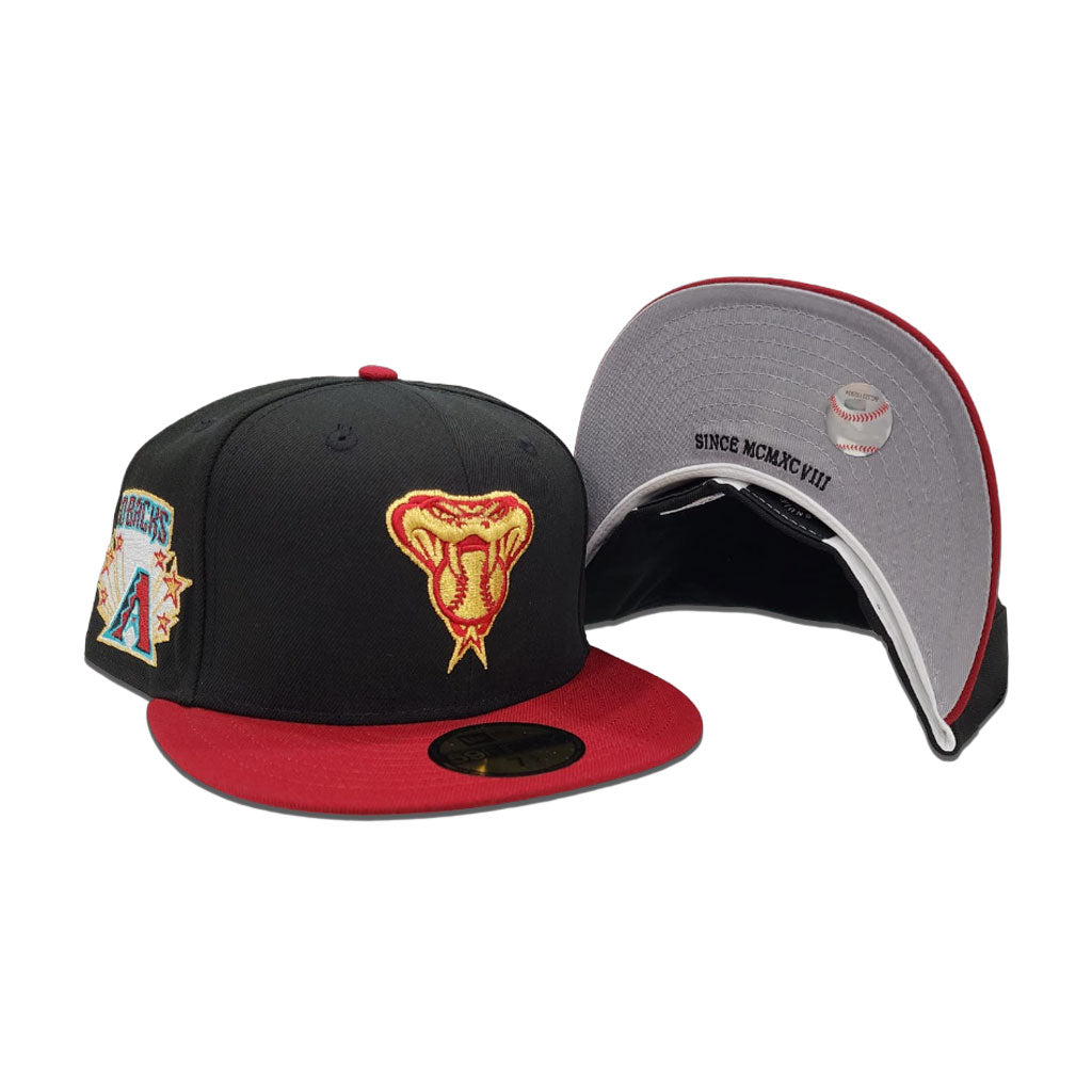 Black Arizona Diamondbacks Burgundy Visor Gray Bottom Gameday Gold Pop Stars Side Patch New Era 59Fifty Fitted