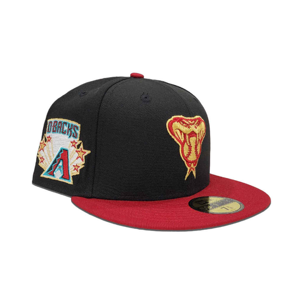Black Arizona Diamondbacks Burgundy Visor Gray Bottom Gameday Gold Pop Stars Side Patch New Era 59Fifty Fitted