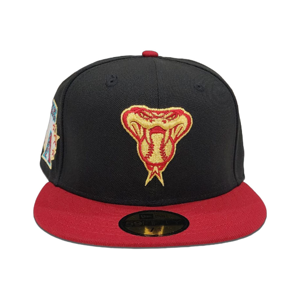 Black Arizona Diamondbacks Burgundy Visor Gray Bottom Gameday Gold Pop Stars Side Patch New Era 59Fifty Fitted