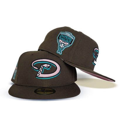 Brown Arizona Diamondbacks Pink Bottom 1998 Inaugural Season Side Patch New Era 59Fifty Fitted