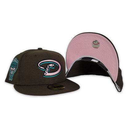 Brown Arizona Diamondbacks Pink Bottom 1998 Inaugural Season Side Patch New Era 59Fifty Fitted