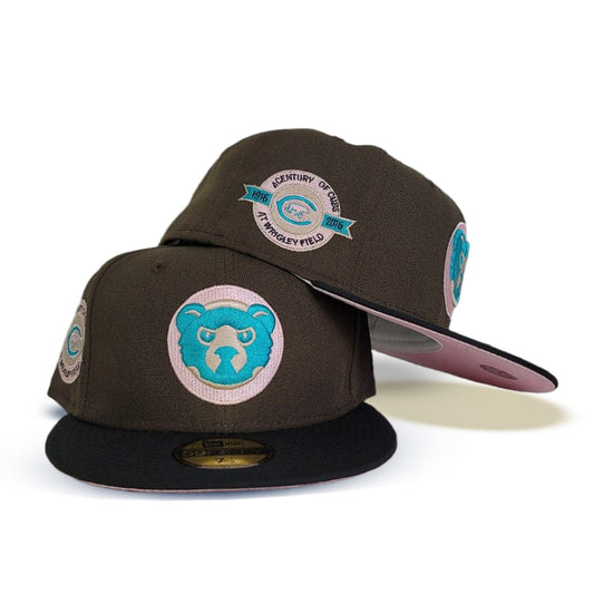 Brown Chicago Cubs Black visor Pink Bottom A Century Wrigley Field Side Patch New Era 59Fifty Fitted