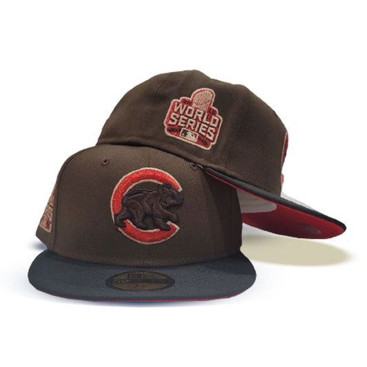 Brown Chicago Cubs Red Bottom 2016 World Series Side Patch New Era 59Fifty Fitted