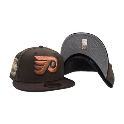 Walnut Brown Philadelphia Flyers Dark Brown Visor Gray Bottom 2012 Winter Classic Side Patch New Era 59Fifty Fitted