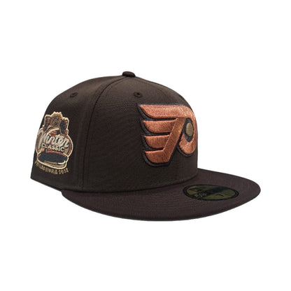 Walnut Brown Philadelphia Flyers Dark Brown Visor Gray Bottom 2012 Winter Classic Side Patch New Era 59Fifty Fitted