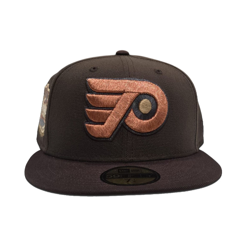 Walnut Brown Philadelphia Flyers Dark Brown Visor Gray Bottom 2012 Winter Classic Side Patch New Era 59Fifty Fitted