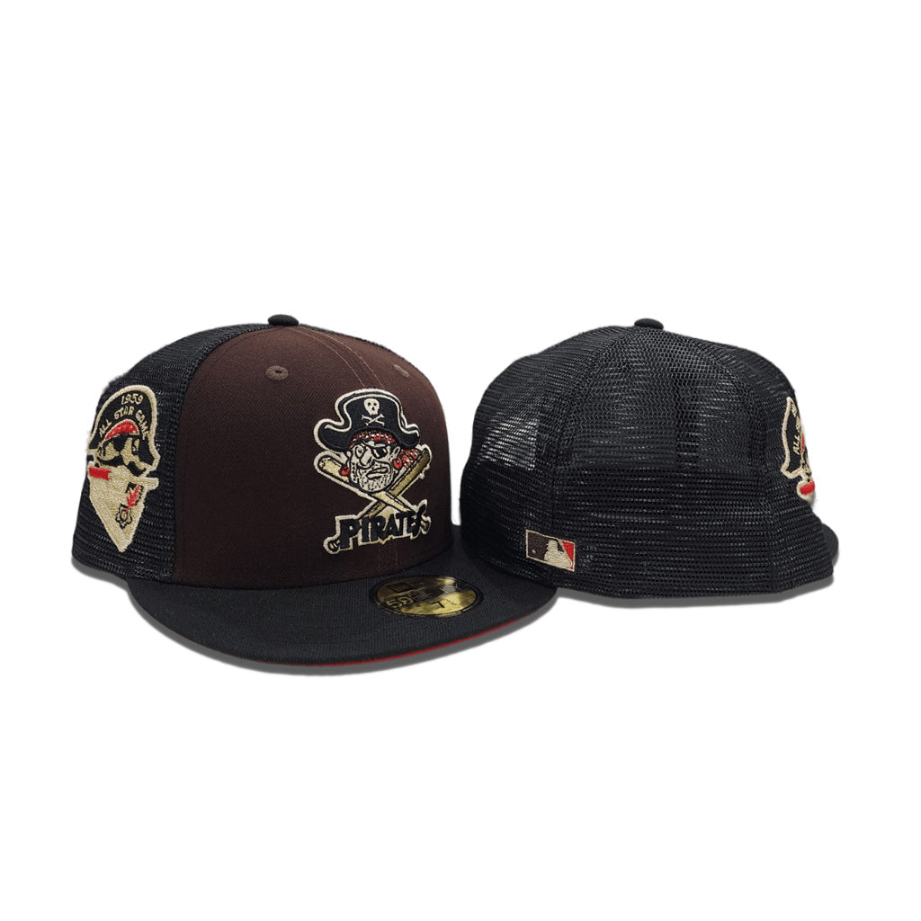 Brown Pittsburgh Pirates Black Trucker Red Bottom 1959 All Star Game Side Patch New Era 59Fifty Fitted
