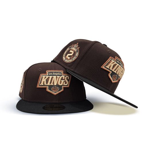 Dark Brown Los Angeles Kings Black Visor Gray Bottom 2x Champions Side Patch New Era 59Fifty Fitted