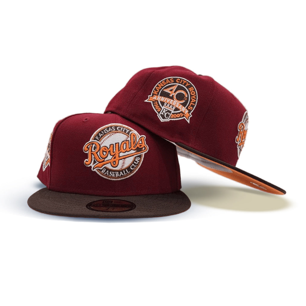 Burgundy Kancas City Royals Brown Visor Orange Bottom 40th Anniversary Side Patch New Era 59Fifty Fitted