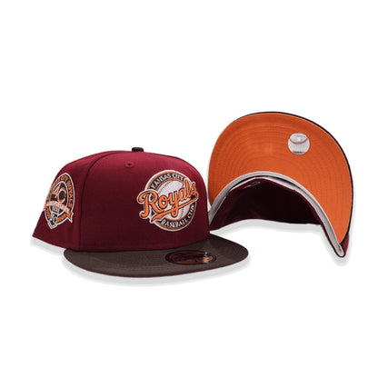 Burgundy Kancas City Royals Brown Visor Orange Bottom 40th Anniversary Side Patch New Era 59Fifty Fitted