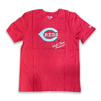 RED CINCINNATI REDS 5X WORLD SERIES CHAMPIONS NEW ERA SHORT SLEEVE T-SHIRT