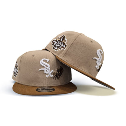 Tan Chicago White Sox Rose Khaki Visor Gray Bottom 2003 All Star Game Side Patch New Era 9Fifty Snapback