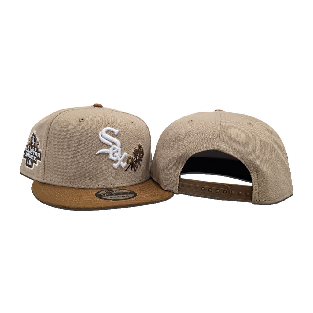 Tan Chicago White Sox Rose Khaki Visor Gray Bottom 2003 All Star Game Side Patch New Era 9Fifty Snapback