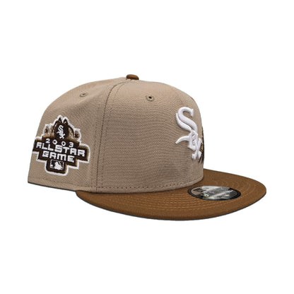 Tan Chicago White Sox Rose Khaki Visor Gray Bottom 2003 All Star Game Side Patch New Era 9Fifty Snapback