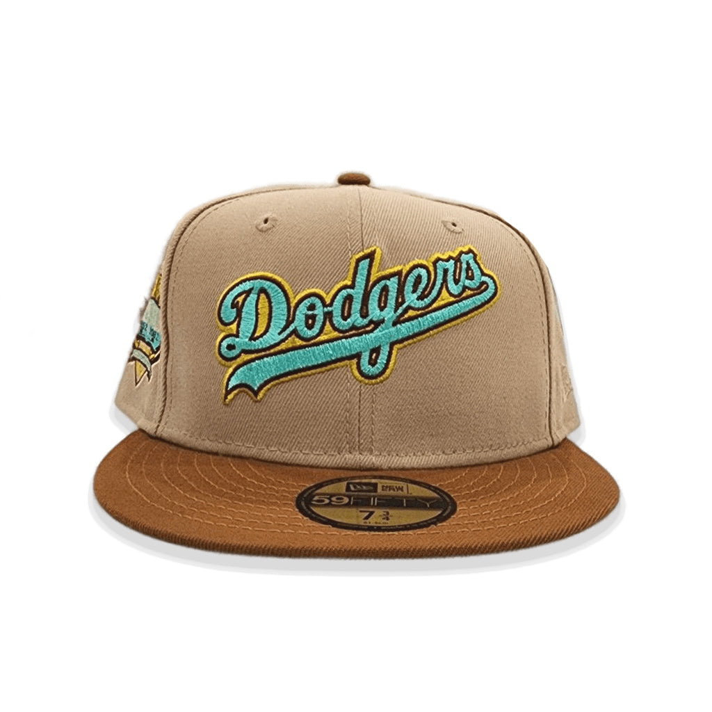 Camel Los Angeles Dodgers Toast Visor Mint Green Bottom 40th Anniversary Side Patch New Era 59Fifty Fitted