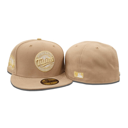 Camel Minnesota Twins Green Bottom 60th Anniversary Side Patch New Era 59Fifty Fitted